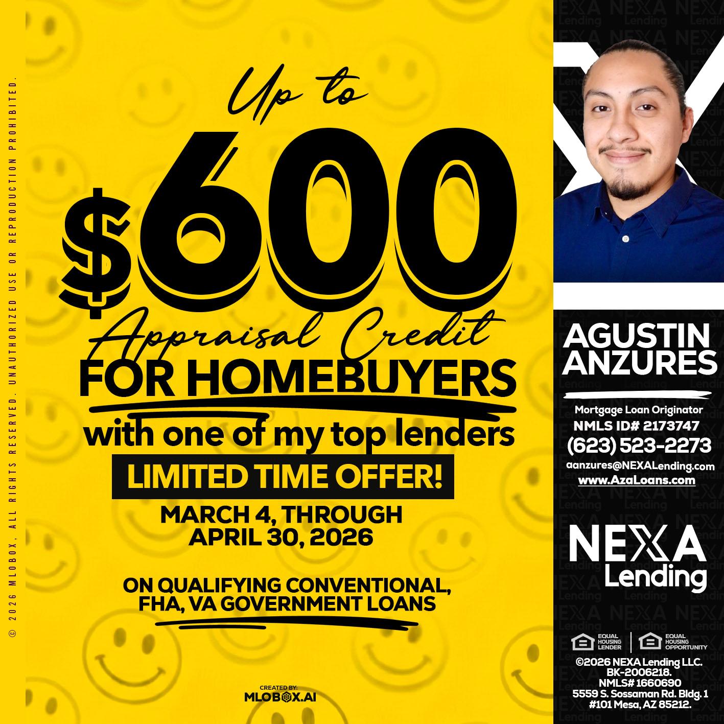 UP TO 600 - Agustin Anzures -Mortgage Loan Originator