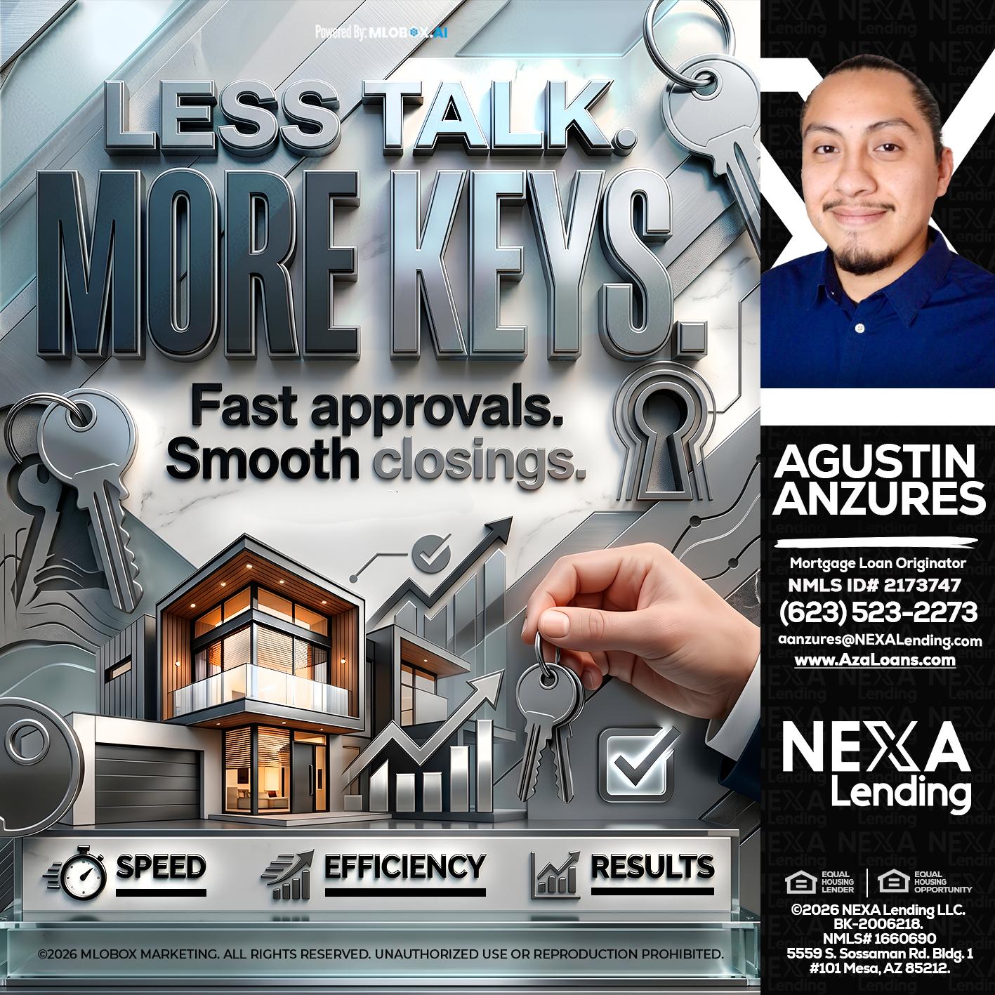 LESS TALK, MORE KEYS! - Agustin Anzures -Mortgage Loan Originator