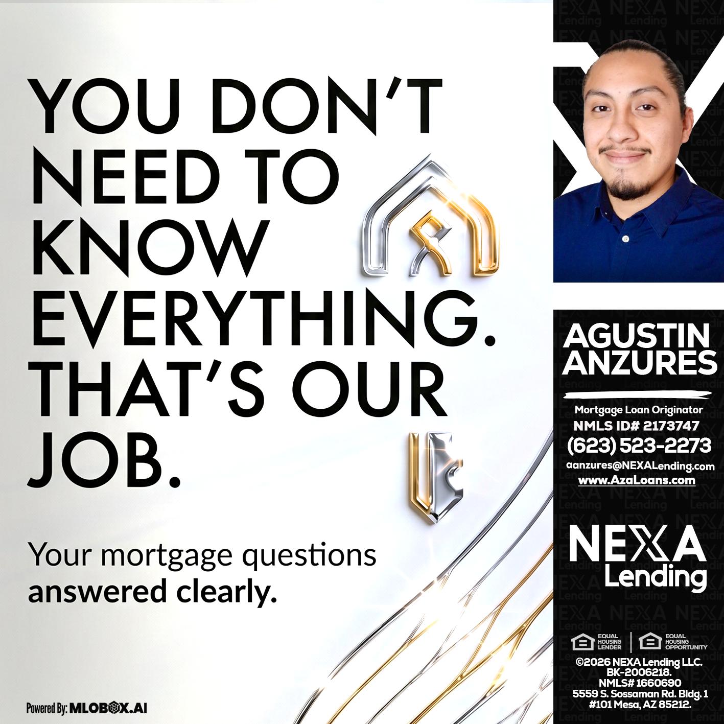THAT IS OUR JOB - Agustin Anzures -Mortgage Loan Originator