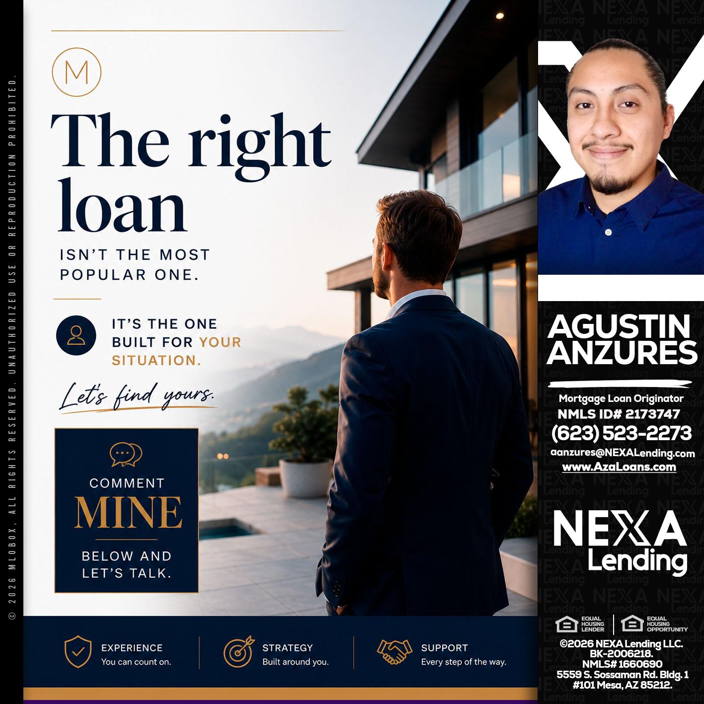 THE RIGHT LOAN - Agustin Anzures -Mortgage Loan Originator